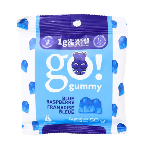 Front of GoGummy Low Sugar Gummies Vegan Gummies High Fibre Gummies Blue Raspberry