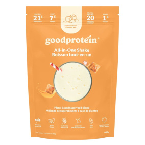Front of Good Protein All In One Shake - Salted Caramel Protein Powder - Vegan Protein Powder - Superfood Protein Powder