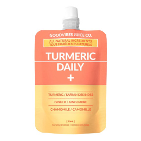Front of Goodvibes Juice Co. Turmeric Daily Health Shot