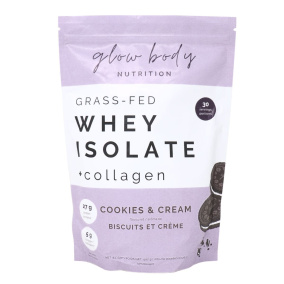 Glow Body Nutrition Grass-Fed Whey Isolate + Collagen Protein Powder Cookies & Cream, 2 lbs