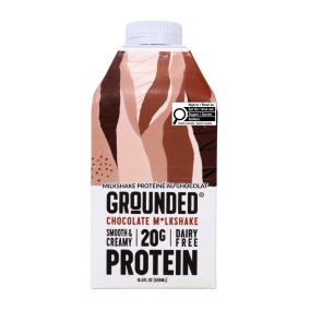 Front of GROUNDED Dairy-Free High-Protein Coconut Milk Shake Chocolate - Coconut Milkshake Protein - Dairy-Free Protein Milkshake - High-Protein Chocolate Shake
