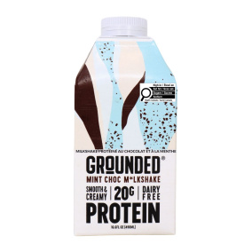 Front of GROUNDED Dairy-Free High-Protein Coconut Milk Shake Mint Chocolate - Coconut Milkshake Protein - Dairy-Free Protein Milkshake - High-Protein Chocolate Shake