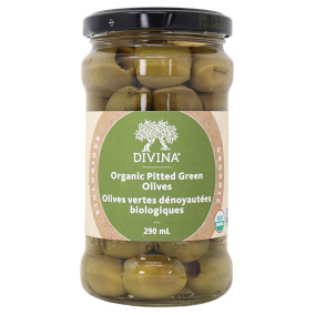 Divina Organic Green Olives Pitted, 290ml
