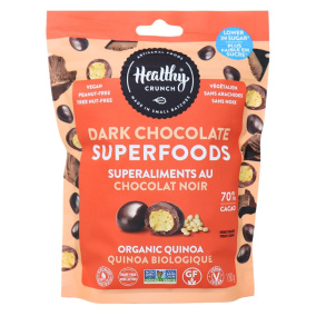 Front of Healthy Crunch Vegan Dark Chocolate Superfoods Quinoa