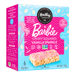 Healthy Crunch Low Sugar Barbie Crispy Squares Vanilla Sparkle, 6 Bars - Healthy Rice Crispy Treats, Rice Krispie Squares, Rice Krispie Treats