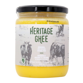 Front of Heritage Ghee New Zealand Grass Fed Clarified Butter, 400g