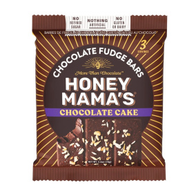 Front of Honey Mama’s Gluten-Free Chocolate Fudge Bars Chocolate Cake - Truffle Snack Bar - Dairy-Free Truffle Bar - Gluten-Free Truffle Snack Bar