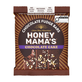 Front of Honey Mama’s Gluten-Free Chocolate Fudge Bars Chocolate Cake - Truffle Snack Bar - Dairy-Free Truffle Bar - Gluten-Free Truffle Snack Bar