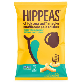 Front of Hippeas Chickpea Puffs Vegan White Cheddar