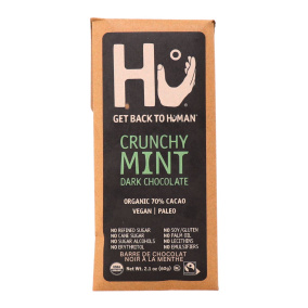Front of Hu Crunchy Mint Dark Chocolate Bar, 60g