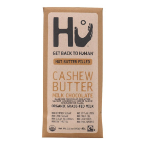 Front of Hu Kitchen Grass-Fed Milk Chocolate Bar Filled Cashew Butter, 60g