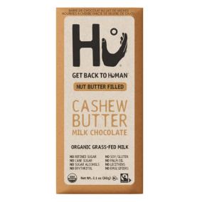 Front of Hu Kitchen Grass-Fed Milk Chocolate Bar Filled Cashew Butter, 60g