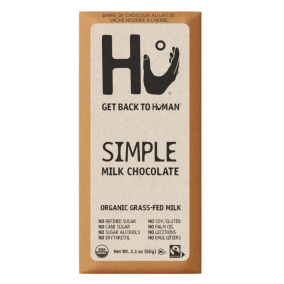 Front of Hu Kitchen Simple Grass-Fed Milk Chocolate Bar, 60g