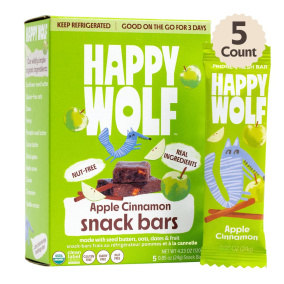 Front of Happy Wolf Fridge-Fresh All-Natural Snack Bars Apple Cinnamon - Real Food Bar - Healthy Snack Bars - Apple Cinnamon Granola Bars