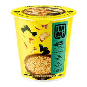 Front of Immi Ramen Cups Keto Ramen High Protein Ramen Low Carb Ramen Healthy Miso Ramen