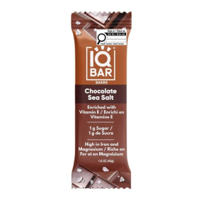 Front of IQ Bar Chocolate Sea Salt - Energy Bar Healthy - Healthy Energy Bar - High Energy Bars