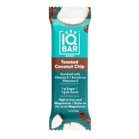 Front of IQ Bar Toasted Coconut Chip - Energy Bar Healthy - Healthy Energy Bar - High Energy Bars