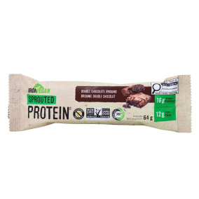 Front of Iron Vegan Sprouted Protein Bar Double Chocolate Brownie - Dark Chocolate Protein Bar - Chocolate Brownie Protein Bar - Best Protein Bar