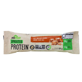 Front of Iron Vegan Sprouted Protein Bar Sweet and Salty Caramel