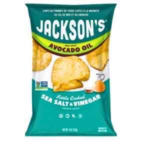 Front of Jackson's Chips - Avocado Oil Chips - Kettle Cooked Chips - Sea Salt And Vinegar Chips