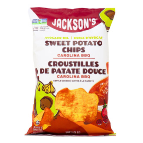 Front of Jackson's Sweet Potato Chips With Avocado Oil Carolina BBQ