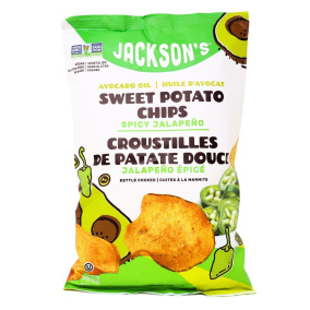 Front of Jackson's Sweet Potato Chips Kettle Cooked Avocado Oil Chips Spicy Jalapeno