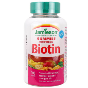 Front of Jamieson Vitamins High Potency Biotin Gummies, 100 Gummies