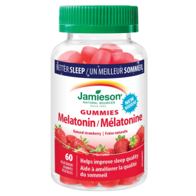 Front of Jamieson Vitamins Melatonin Gummies Natural Strawberry, 60 Gummies