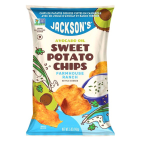 Front of Jacksons Honest Sweet Potato Chips Farmhouse Ranch