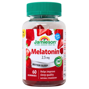 Front of Jamieson Vitamins Melatonin Gummies Natural Strawberry, 60 Gummies