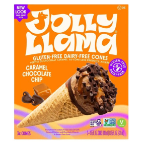 Jolly Llama Gluten & Dairy Free Ice Cream Cone Caramel Chocolate Chip, 3 Pack