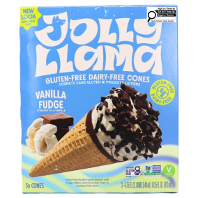 Jolly Llama Gluten & Dairy Free Ice Cream Cone Vanilla Fudge Front
