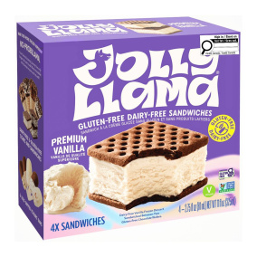 Jolly Llama Gluten & Dairy Free Ice Cream Sandwich Premium Vanilla, 4 Pack