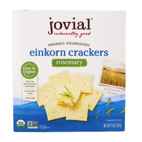 Front of Jovial Organic Sourdough Einkorn Crackers Rosemary, 128g