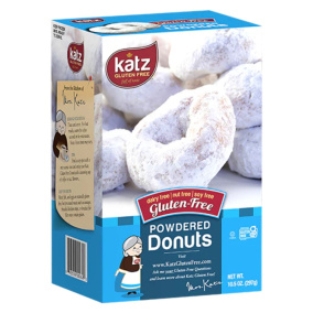 Front of Katz Gluten-Free Donuts Powdered