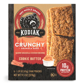 Front of Kodiak Crunchy Protein Granola Bar Cookie Butter