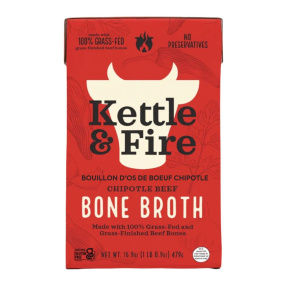 Front of Kettle & Fire Beef Bone Broth Chipotle, 480ml