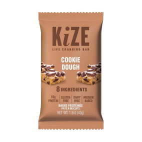 Front of KiZe Bars - KiZE Life Changing Bars - Cookie Dough Protein Bar - Protein Energy Bar - Gluten Free Protein Bar - Healthy Protein Bar - Natural Protein Bar