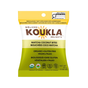 Koukla Delights Organic Gluten-Free Snack Bites Matcha Coconut Front