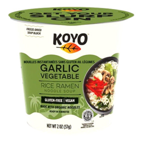 Front of KOYO Gluten-Free Instant Cup Noodles Garlic Vegetable