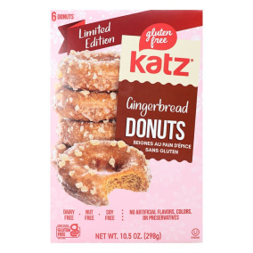 Front of Katz Gluten-Free Donuts Gingerbread - Katz Donuts - Gluten Free Baked Donut - Gingerbread Donuts. Ginger Donut