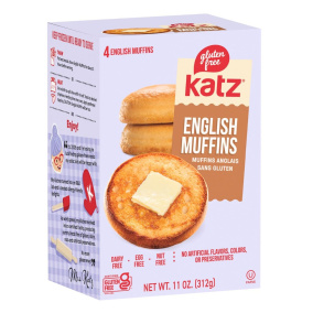 Front of Katz Gluten-Free English Muffins - Gluten Free Dairy Free English Muffins - Dairy Free English Muffins, Gluten Free English Muffins