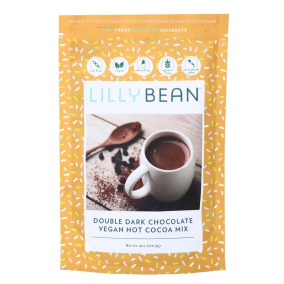 Front of Lillybean Vegan Hot Chocolate - Dairy Free Hot Chocolate - Vegan Hot Cocoa Mix - Dark Chocolate Hot Chocolate