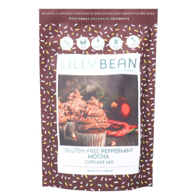 Front of LillyBean Vegan Gluten-Free Peppermint Mocha Cupcakes - Chocolate Peppermint Cupcakes - Chocolate Coffee Cupcakes