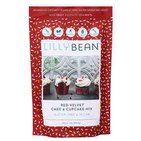 Front of LillyBean Gluten-Free Red Velvet Cupcakes Vegan Red Velvet Cupcakes Natural Red Velvet Cupcakes