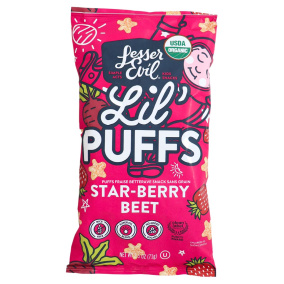 Lesser Evil Lil’ Puffs Strawberry Beet Grain Free Snack, 71g