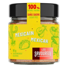 Front of Les Savoureux Organic Sugar-Free Seasoning Mexican - Natural Spices Canada - Natural Seasonings - Mexican Spice Mix Canada