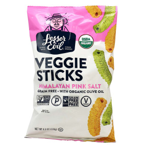 Lesser Evil Grain-Free Veggie Sticks Himalayan Pink Salt, 128g