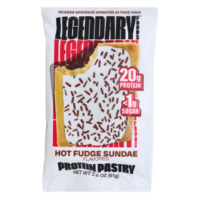 Front of Legendary Foods Tasty Pastry Hot Fudge Sundae Flavoured, 61g