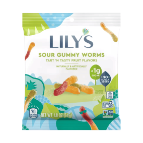 Lily’s Low Sugar Sour Gummy Worms Tart ‘N Tasty 5-Pack, 51g each
